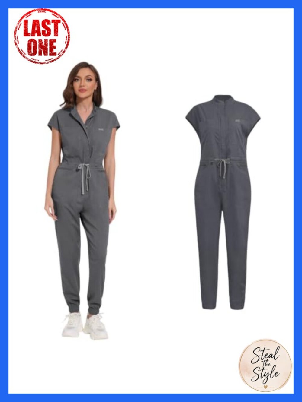 Women's Soft Stretch Scrub Set Jumpsuit Jogger Multi-Pocket Nurse Workwear